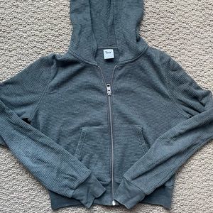 TNA dark green crop waffle hoodie